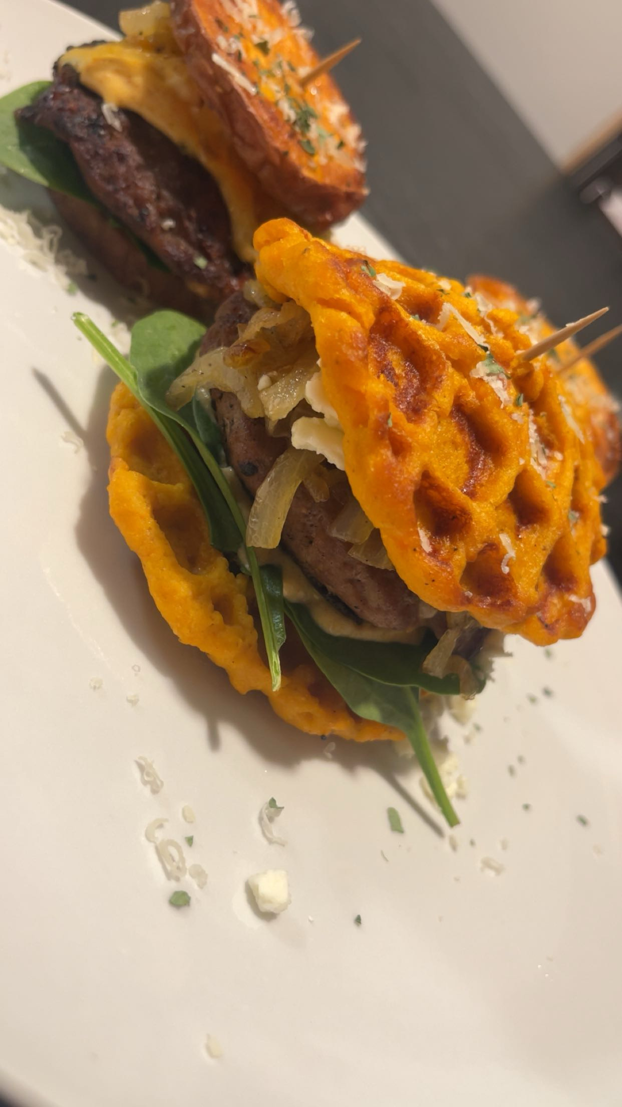 Savory waffle sandwich