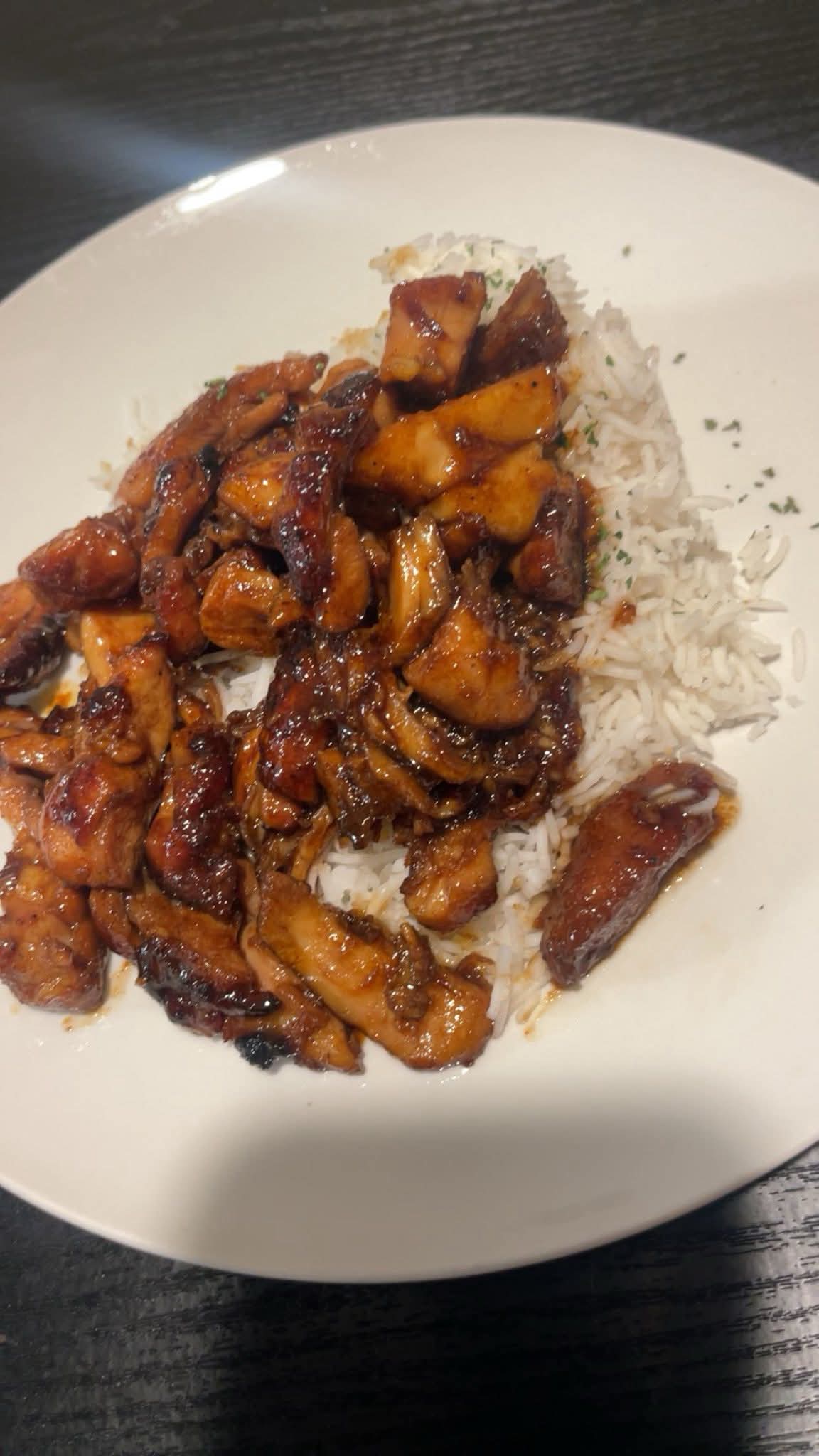 Teriyaki chicken over rice